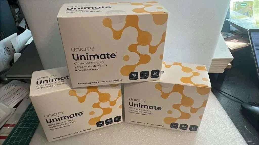 Unicity Unimate Yerba Mate Drink Mix Natural Lemon Flavor 30 Stick Packs 5.4 oz Dietary Supplement